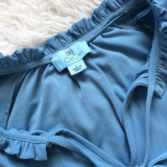 NWOT CeCe by Cynthia Steffe Ruffle Tie Neck Top - Picture 2 of 3